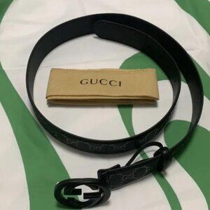 Gucci Black Leather Belt with Box